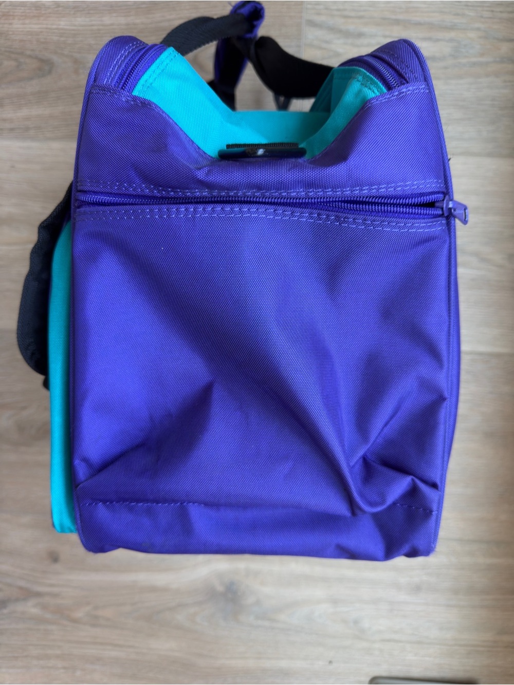 Vintage 90s Brunswick Bowling Bag Purple Teal Retro Bowling Core Gym Travel Tote - Picture 7 of 14
